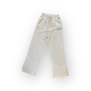 Melloday Wide Leg Lounge Pants Cream Small | Soft Stretch Pull-On